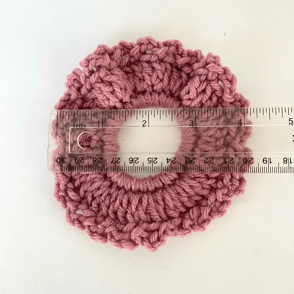 Hair Scrunchy Set Hand Crafted Pink CrochetBoho Messy Bun Ruffle